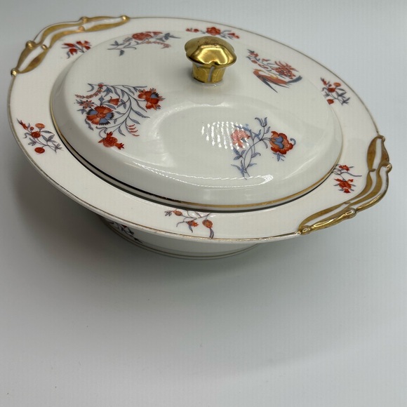 Limoges Floral Porcelain Dish with Gold Accents - Picture 3 of 6